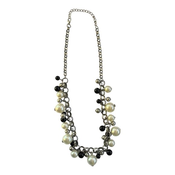 Womens Necklace Jewelry 10.25" Choker Faux Pearl Beads White Black Grey Costume - Picture 8 of 16